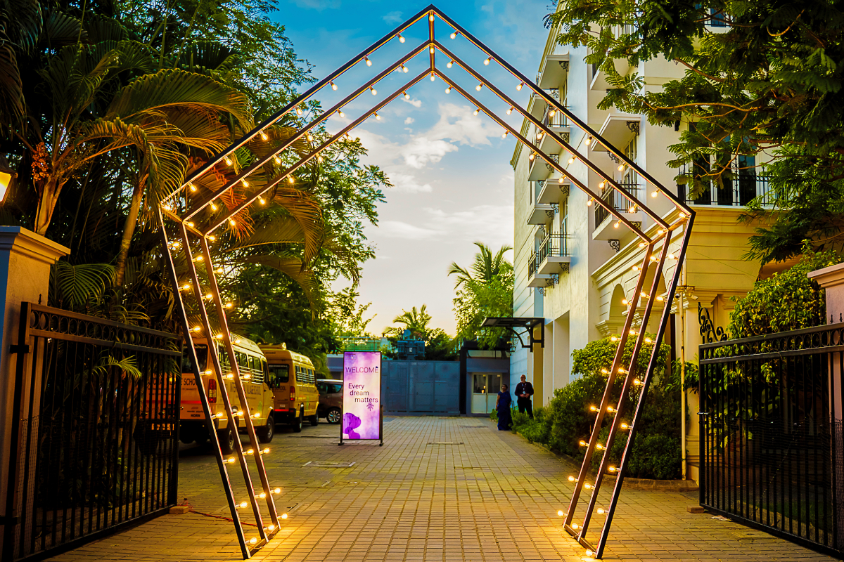 The decorated entrance of the International Village School.