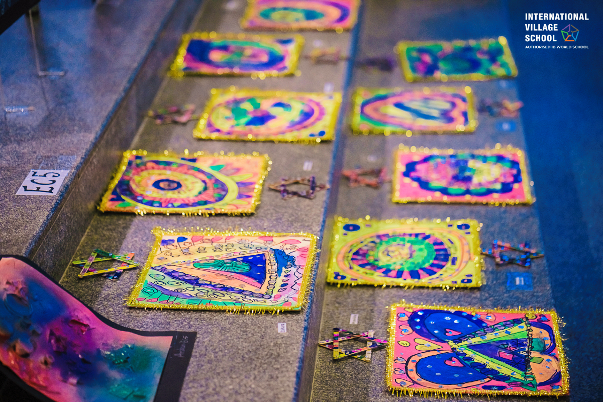An exhibit of a collection of paintings by children.